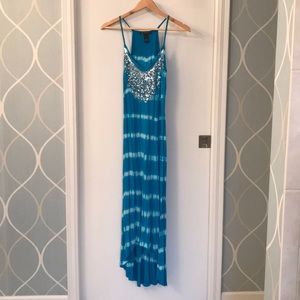 Blue tie die maxi INC dress